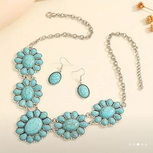 Turquoise Floral Necklace Set BOHO western